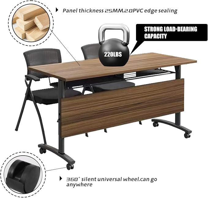 Foldable Conference Table Mobile Meeting Table, Large Modular Conference Room - Image 7