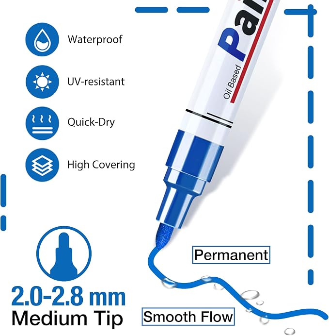 Blue Paint Pen Permanent Paint Markers - Image 2