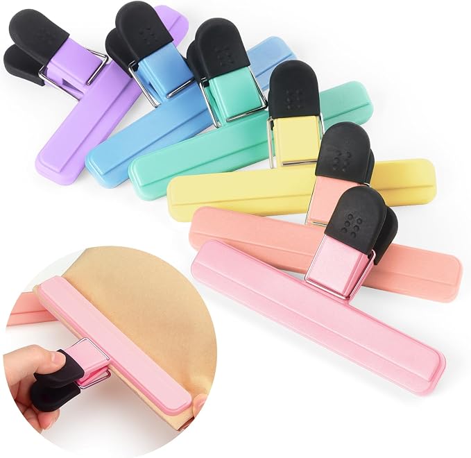 Tamaki 6 Pack Large Chip Bag Clips Assorted Color Food Bag Clips Plastic Heavy by Tamaki