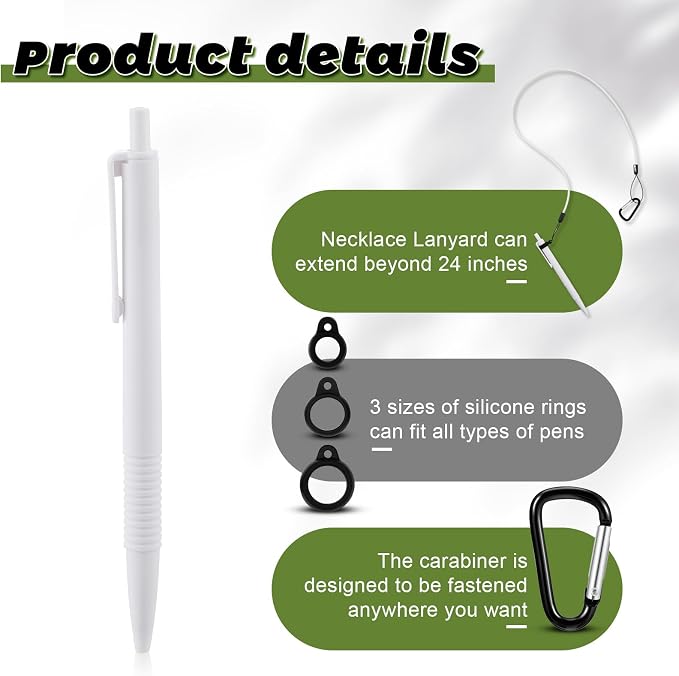 Lewtemi 10 Sets 24 Inch Pen Leash Pen Silicone Lanyard Holder - Image 4