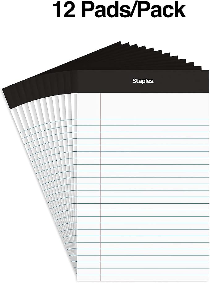 STAPLES Notepads, 5” x 8”, Narrow Ruled, 50 Sheets/Pad - Image 2