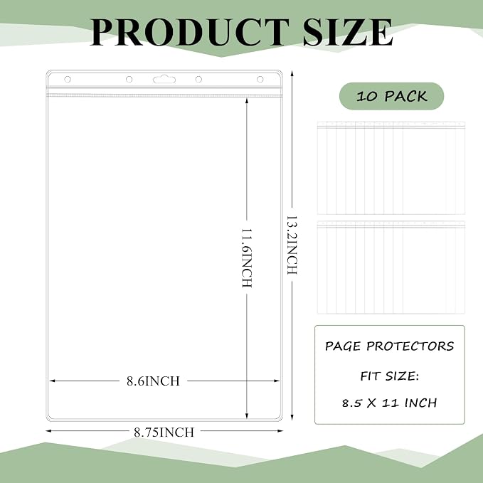 10 Pcs Heavy Duty Sheet Protector 8.5 x 11 Inch Job Ticket Holder Waterproof - Image 2