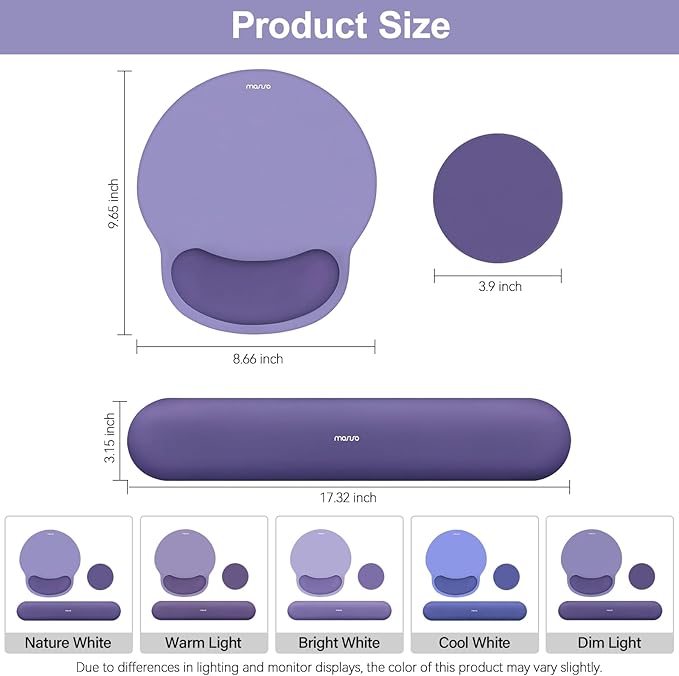 MOSISO Wrist Rest Support for Mouse Pad&Keyboard Set, Circle Curved Ergonomic - Image 7