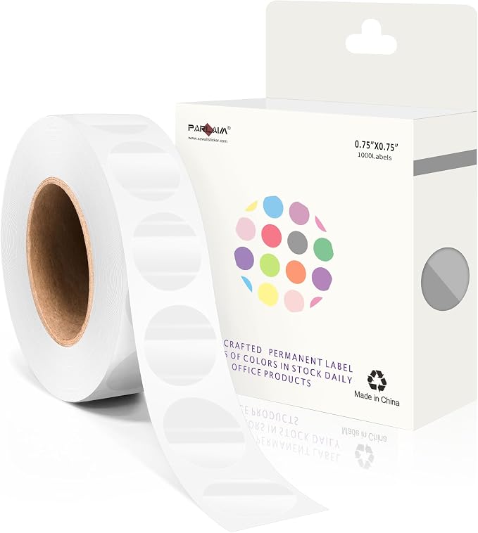 PARLAIM 3/4 Inch Roll Color Coding Labels, 1000 per Roll Round Permanent by PARLAIM