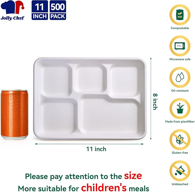 JOLLY CHEF Compostable  Compartment Paper Plates  *   Heavy - Image 2