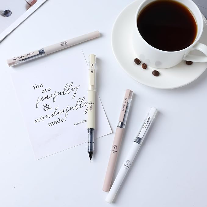 FUNFULL 16pcs Quick Dry Coffee Ink Rollerball Pens, 0.5mm Fine Point Colored - Image 7
