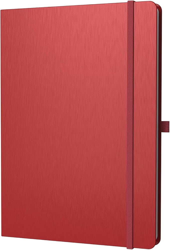 A4 Lined Journal Notebook, 8mm Ruled Notepad, Journaling for Writing, Work, School, Travel and Note Taking, Hardcover 160 Pages (80 Sheets) 8.27 x 11.6 inches (Red)-DeskLoop Office