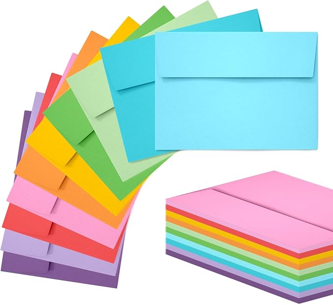 Slapaflife 50 Pack 5x7 Envelopes, 5x7 Colored Self-Seal Envelopes by SLAPAFLIFE