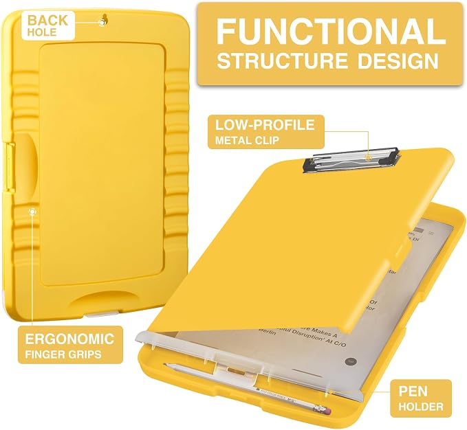Sooez Clipboard with Storage, Clip Board 8.5 x 11 with Pen Holder, Plastic - Image 2