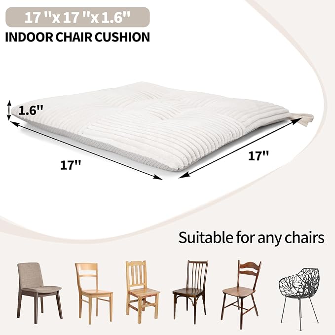 Office Stacking Chair Cushions 4 Pack, Corduroy High Density Foam Kitchen Seat - Image 3