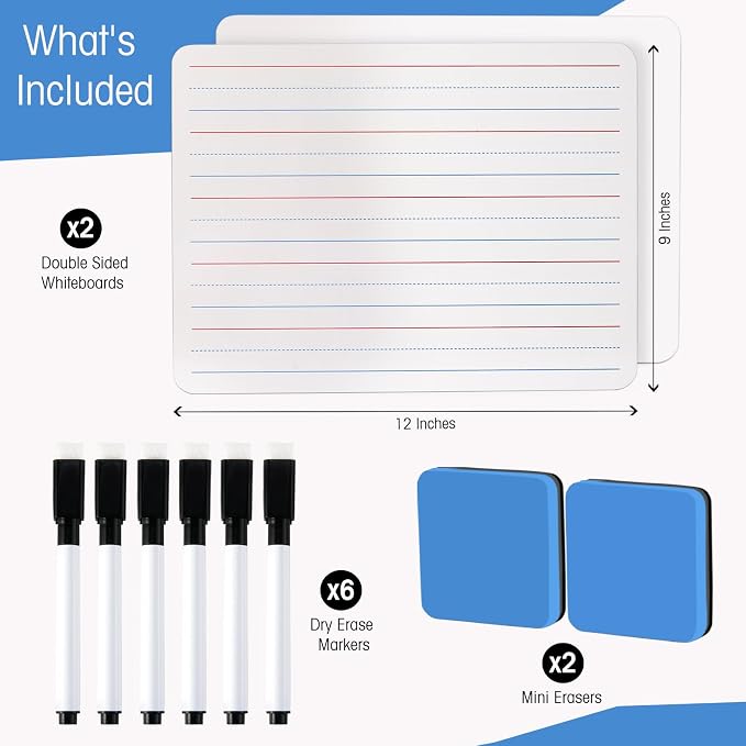 Small White Board 9X12 Inches, Small Dry Erase Board 2 Pack Whiteboard Dry - Image 2