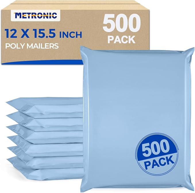 Metronic Poly Mailers 12x15.5 500PC Bulk Shipping Bags by METRONIC