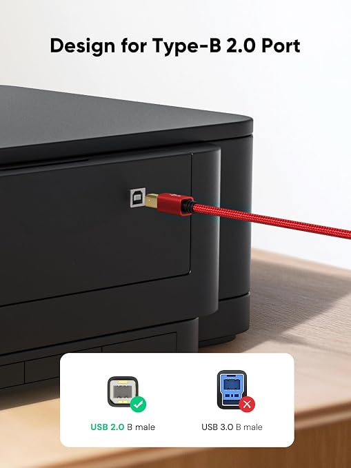 CableCreation USB B to USB C 3.3FT Printer Cable, MIDI Cable to USB C, Nylon - Image 4