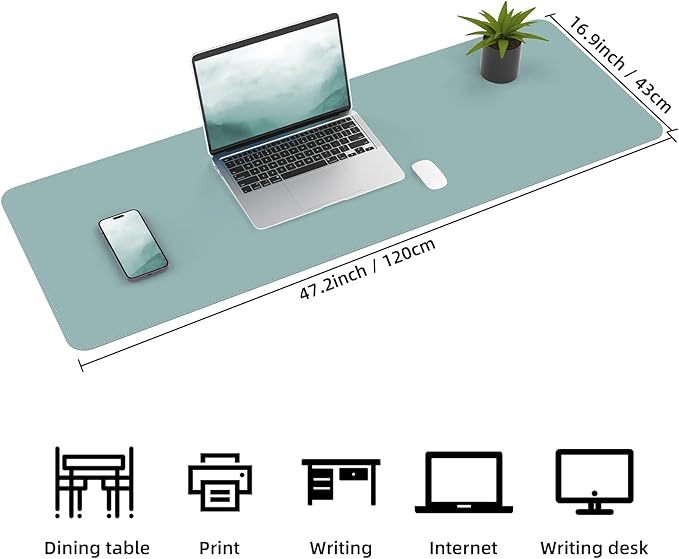 Leather Desk pad Protector, 47 * 17in Large Desk mat - Image 3