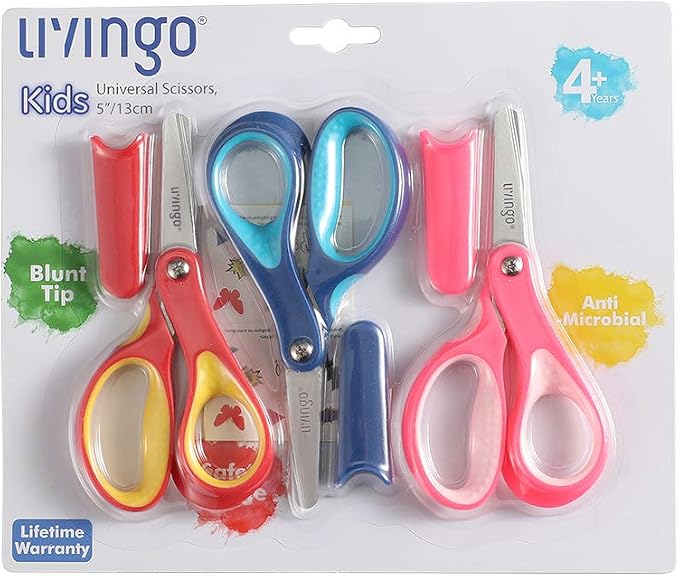 LIVINGO 5" Small School Student Blunt Kids Craft Scissors, Sharp Stainless - Image 4