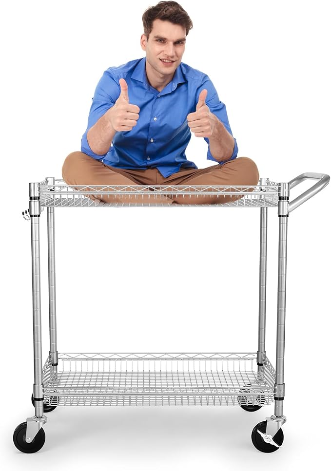 WDT Heavy Duty 2 Tier Rolling Cart, NSF Listed, 660Lbs Capacity, Commercial - Image 7