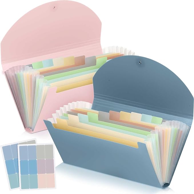 Harloon 2 Pack 13 Pockets Expanding File Folder and Cover Folder by Muasung