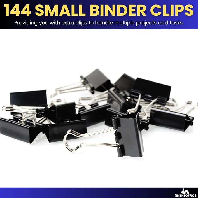 1InTheOffice Small Binder Clips, Paper Clamps, 144 Pack - Image 6