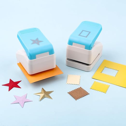 2 Pcs Paper Punch | 3D Star & Stamp Punches | 1.1x0.9 inch Postage Stamp Shape - Image 2