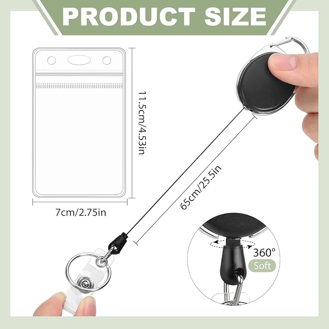 2 Pack ID Badge Holder with Badge Reels Retractable Clip Heavy Duty Vertical - Image 3