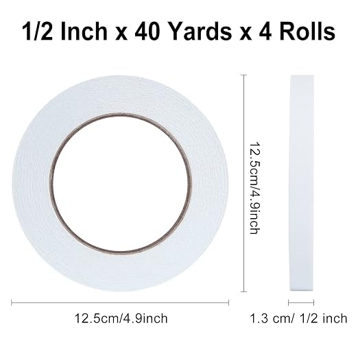 LELADY Double Sided Tape 1/2 Inch x 40 Yards- 4 Rolls Double-Sided Adhesive - Image 2