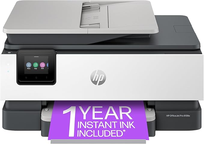 HP OfficeJet Pro 8139e Wireless All-in-One Color Inkjet Printer, Print, scan, Copy, fax, ADF, Duplex Printing Best-for-Home Office, 1 Year Instant Ink Trial Included-DeskLoop Office