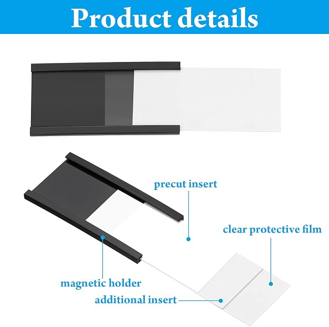 Outus 100 Pack Magnetic 'c' Channel Label Holders 2" x 1" Magnetic Labels Shelf - Image 4