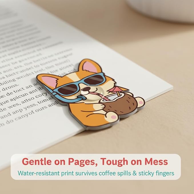 Corgi Peeking Magnetic Bookmarks Set of 8, Cute Dog Bookmark Clips - Image 3