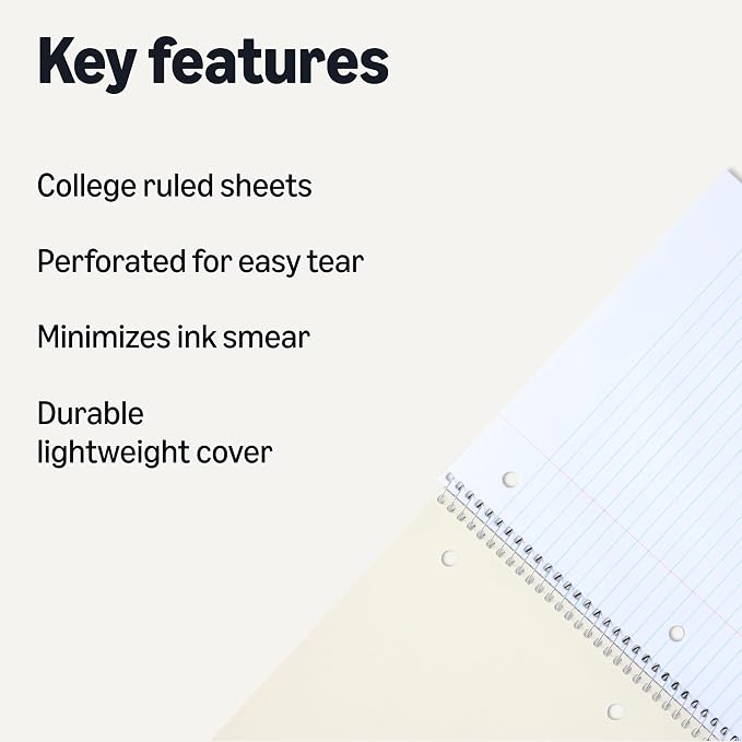 Amazon Basics College Ruled Spiral Notebook, - Image 2