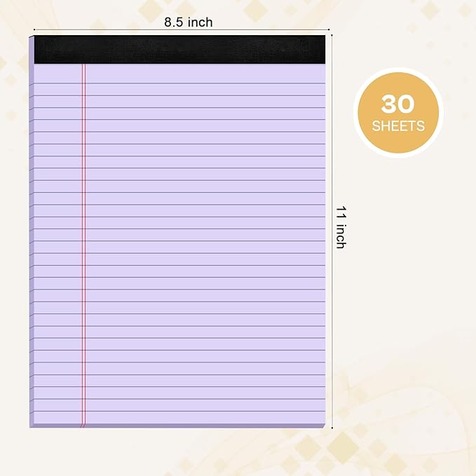 2 Pack Legal Pads 8.5 x 11 Pink Note Pads 8.5 x 11 Purple Notepad 8.5 x 11 Perforated Writing Pads 8.5 x 11 Lined Paper Pads Wide Ruled Pad of Paper 30 Sheets Notebook for Study, To-Do Lists, Office-DeskLoop Office