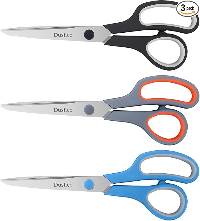 Scissors, Dushco 8.5 Inch Multipurpose Scissors Bulk Set of 3 Pack, Ultra Sharp by Unknown