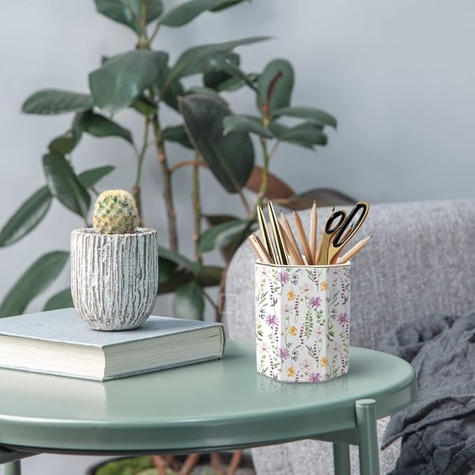 Ceramic Floral Pencil Pen Holder, Cute Stationery Holder - Image 5