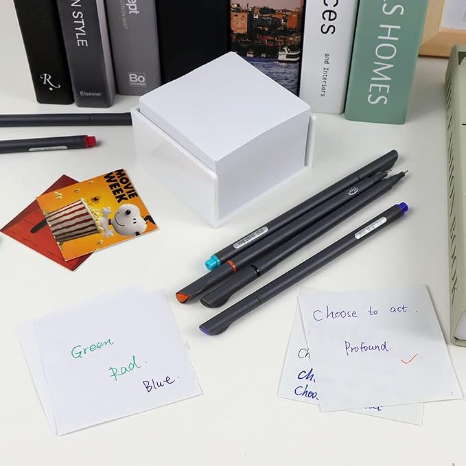 White Memo Holder with Blank Notes Cube Simple PS Notepad Organizer Dispenser - Image 5