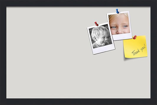 PinPix 22x14 Inch Cork Bulletin Board. This Decorative Framed Pin Board Comes with Light Stone Design and a Satin Black Frame. Ideal for Home Office Decor or Message Board (PinPix-1809)-DeskLoop Office