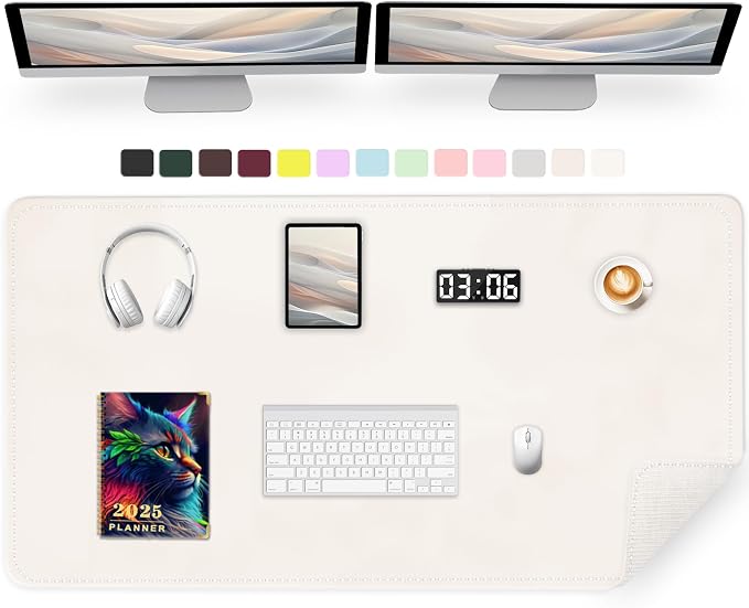 Large Desk Pad, 47.2" x 17" PU Leather Desk Mat by METEOROCK