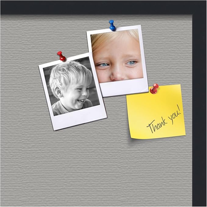 PinPix 24x24 Inch Cork Bulletin Board. This Decorative Framed Pin Board Comes with Dark Stone Design and a Satin Black Frame. Ideal for Home Office Decor or Message Board (PinPix-1808)-DeskLoop Office