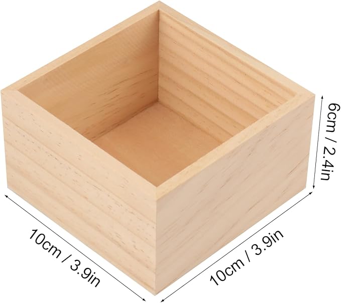 GNIEMCKIN 20 Pack 4 x 4 Inch Unfinished Small Square Wooden Box, Rustic - Image 2
