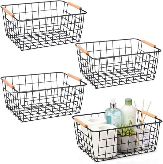 HDYOUDO Metal Black Wire Basket, Food Storage Basket Organizer by HDYOUDO