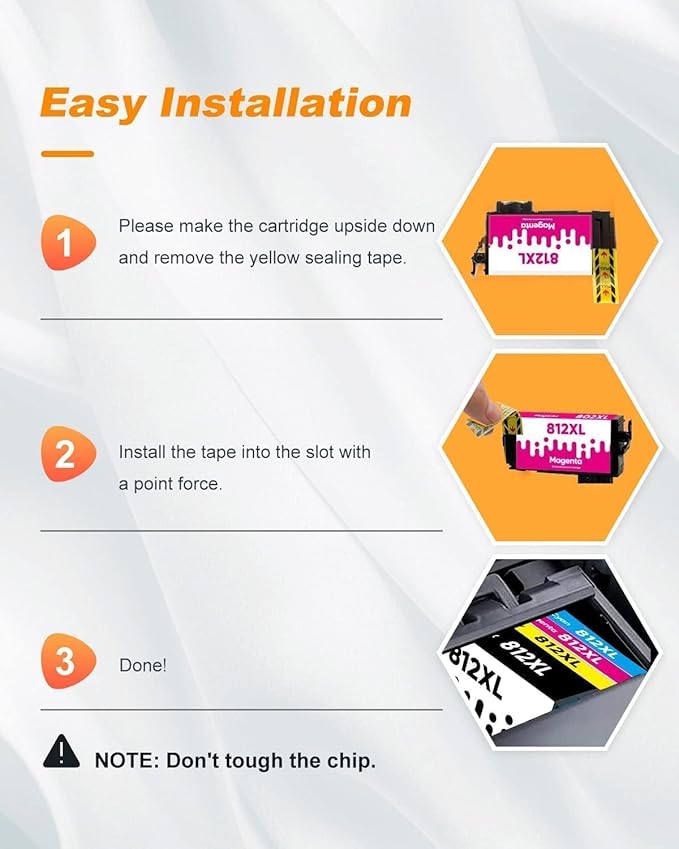 812XL Ink Cartridge Epson Remanufactured Replacement for Epson 812 812XL Ink Cartridges Combo Pack for Epson 812 XL T812XL Work for Workforce Pro WF-7840 WF-7820 WF-7310 EC-C7000 Printer（4 Pack）-DeskLoop Office