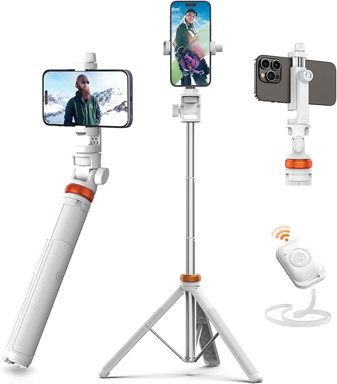 EUCOS 62" Tripod for iPhone, Sturdy Selfie Stick Tripod by EUCOS