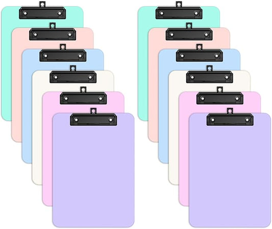 Zoenley A4 Plastic Clipboard Set of 12, Light Colorful 12.5 x 9 Letter Size by Unknown