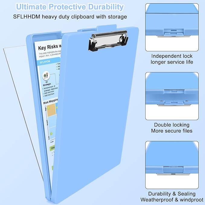 SFLHHDM Clipboard with Storage, Heavy Duty Clip Boards 8.5x11 with 2 Storage - Image 3