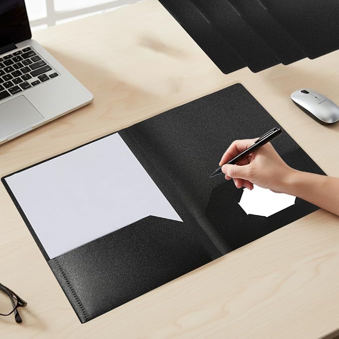 Black Folders with Pocket 7 Pack, 2 Pocket Folders, Plastic Folders with Pockets - Image 5