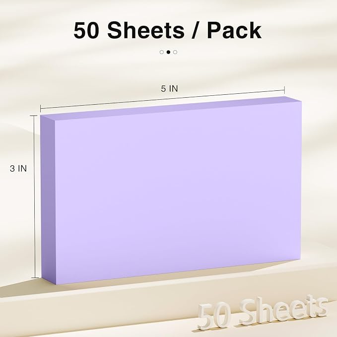 300 Count Blank Index Cards 3x5 Inch Purple Flash Cards Colored Cardstock - Image 2