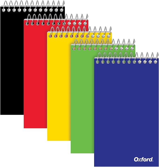 Oxford Spiral Memo Pads, Top Wire Bound, 3 x 5 Inch Pocket Notepad, College by Oxford