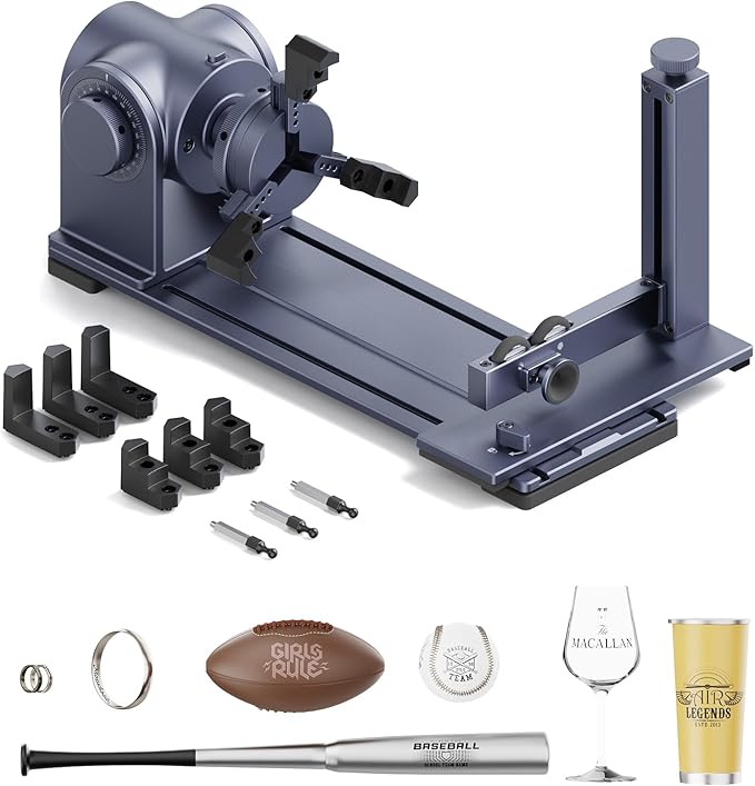 LaserPecker Rotary Extension for LP5/LP4 Engravers, 3-200mm Cylindrical Engraving, 180° Angle Adjustment & Scale Dial - Professional Rotary Module for Rings/Bottles/Cones-DeskLoop Office