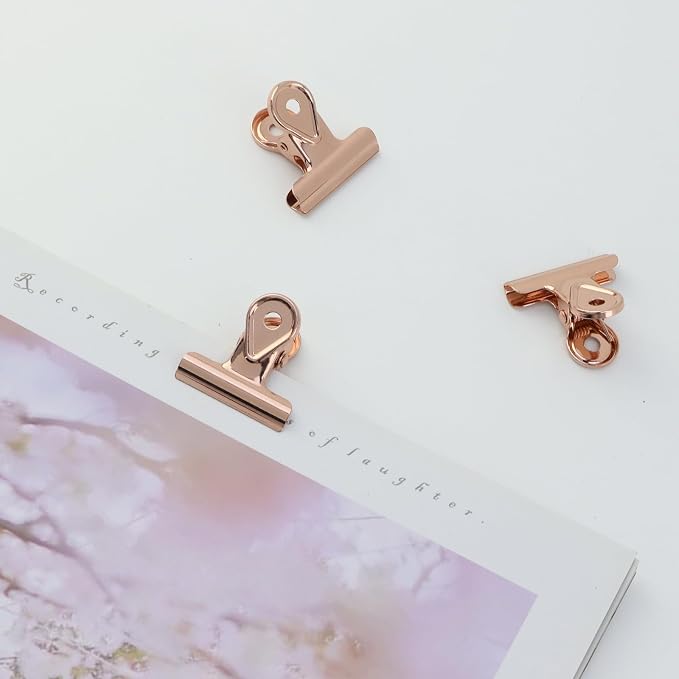 Xiaoyztan Mini Clips, 30mm Wide Rose Gold Bulldog Clips Paper Clip Binder Bull - Image 5