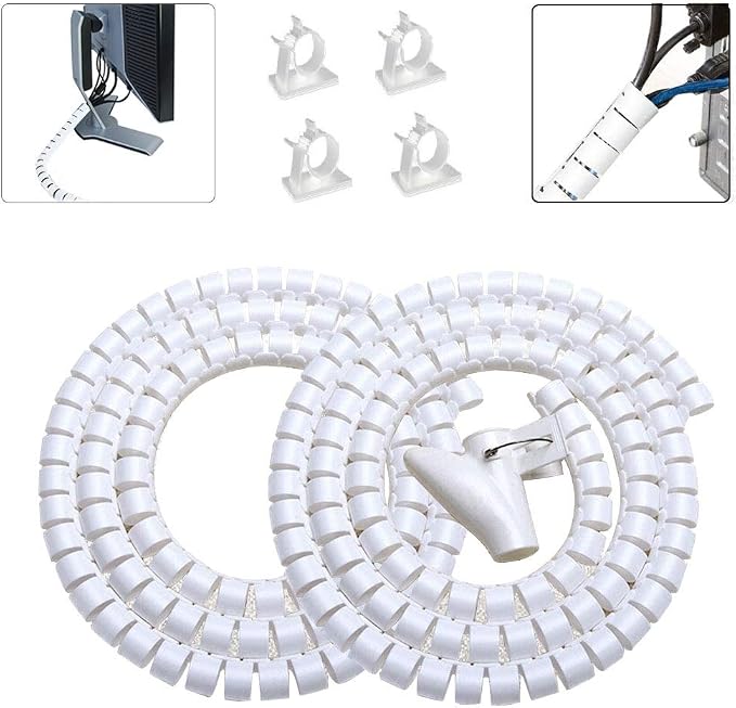 White Cable Management Sleeves 2 PCS Cord Protectors by FANOSHONOFFICIAL