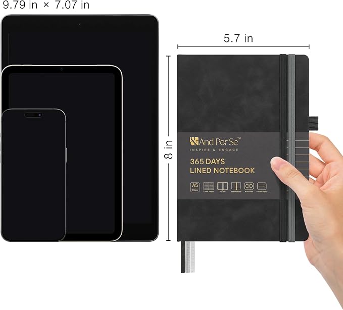 &And Per Se Lined Journal Notebook, 365 Pages, 5.7'' x 8'' 100GSM Thick Paper - Image 2