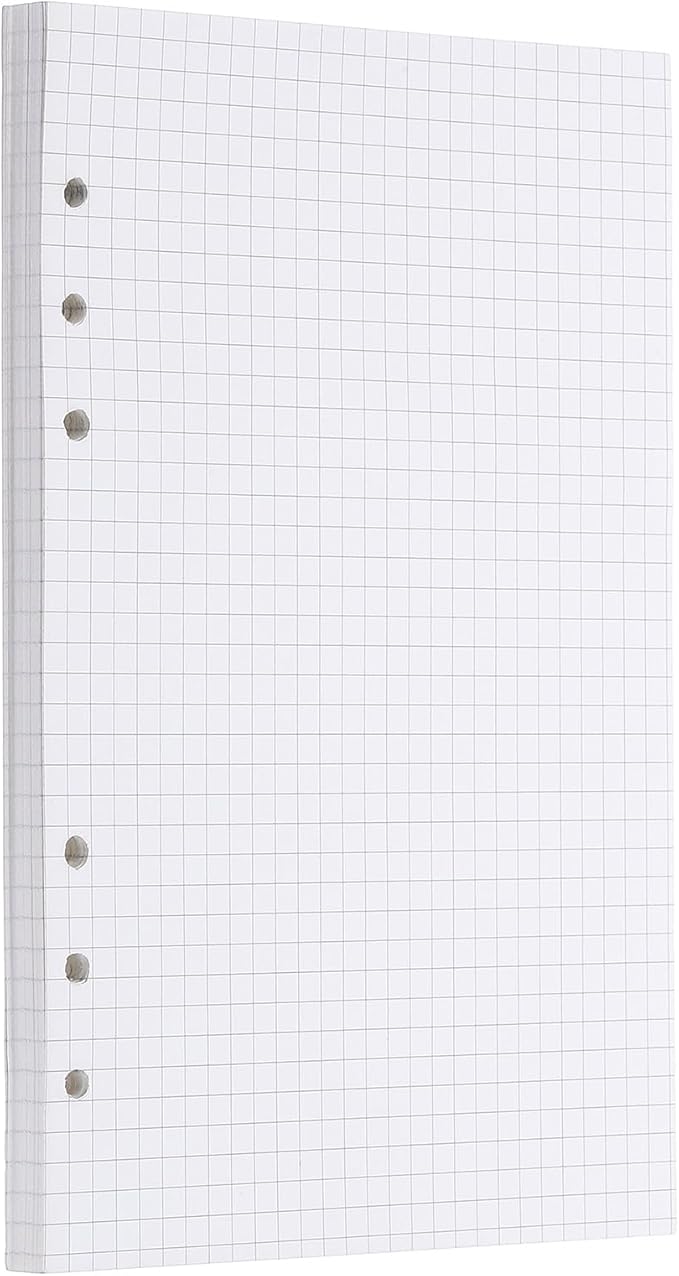 PATIKIL A5 Grid Refill Paper 6-Ring Binder Loose Leaf Planner Filler Paper Planner Inserts, 80 Sheets/160 Pages, Lined-DeskLoop Office